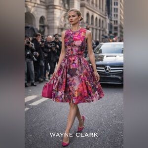 Wayne Clark Vibrant Pink Floral Dress